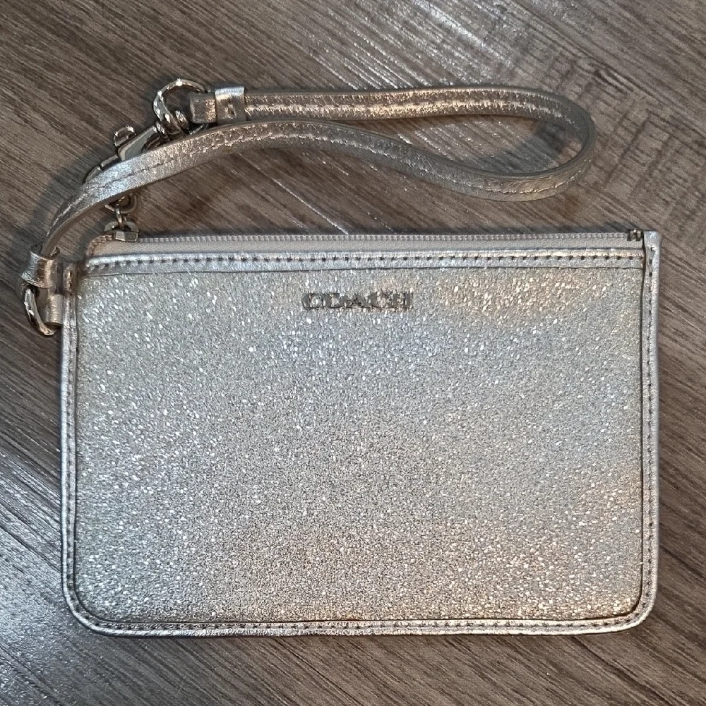 Coach Sparkling Silver Wristlet - Picture 1 of 4